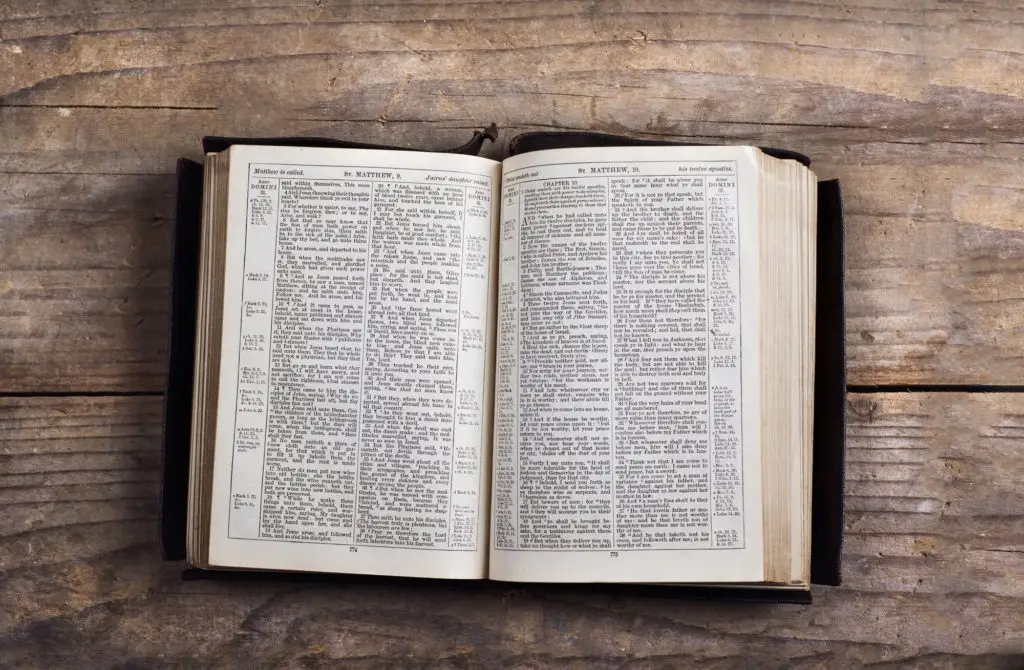 Bible on a wooden desk