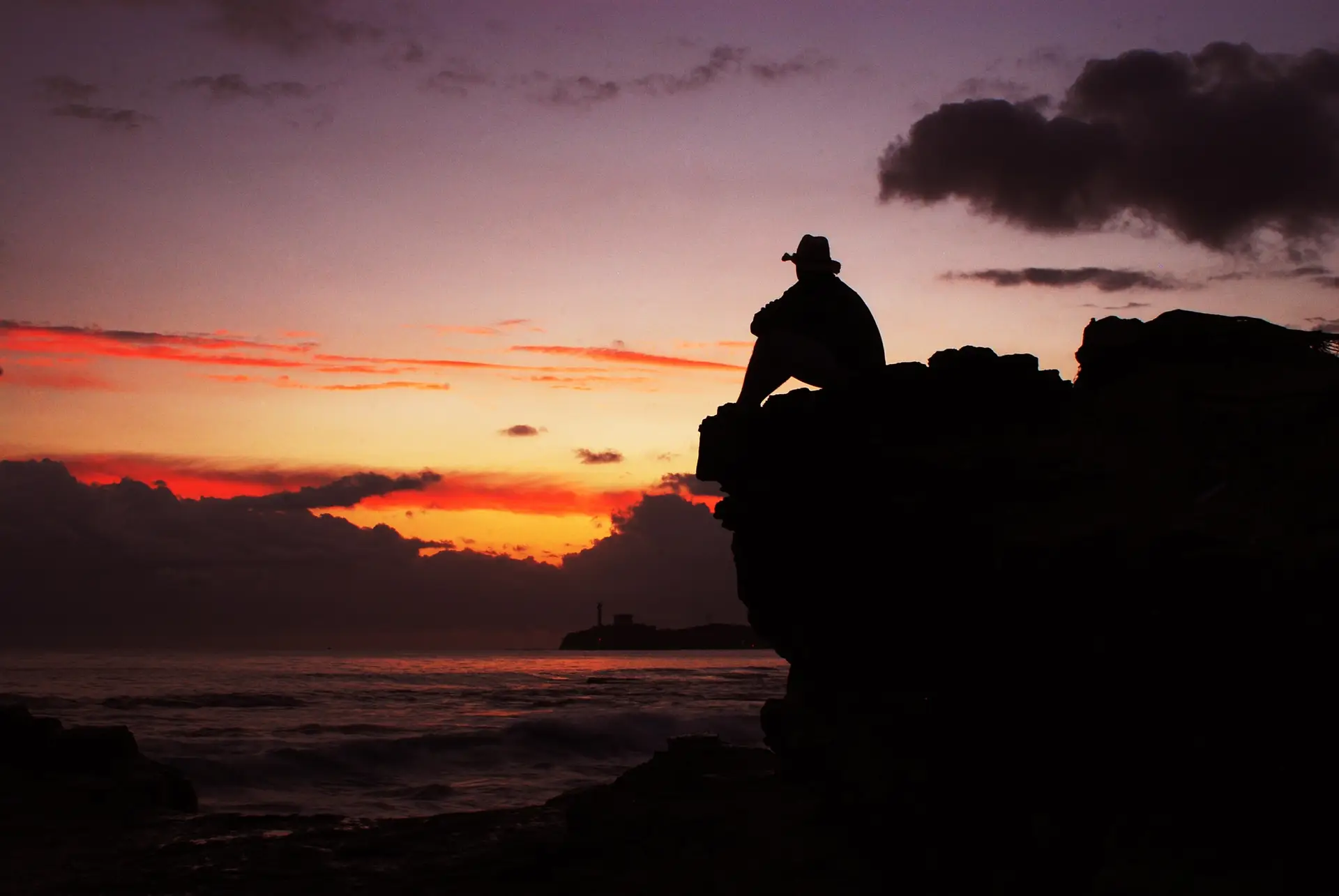 Man in sunset