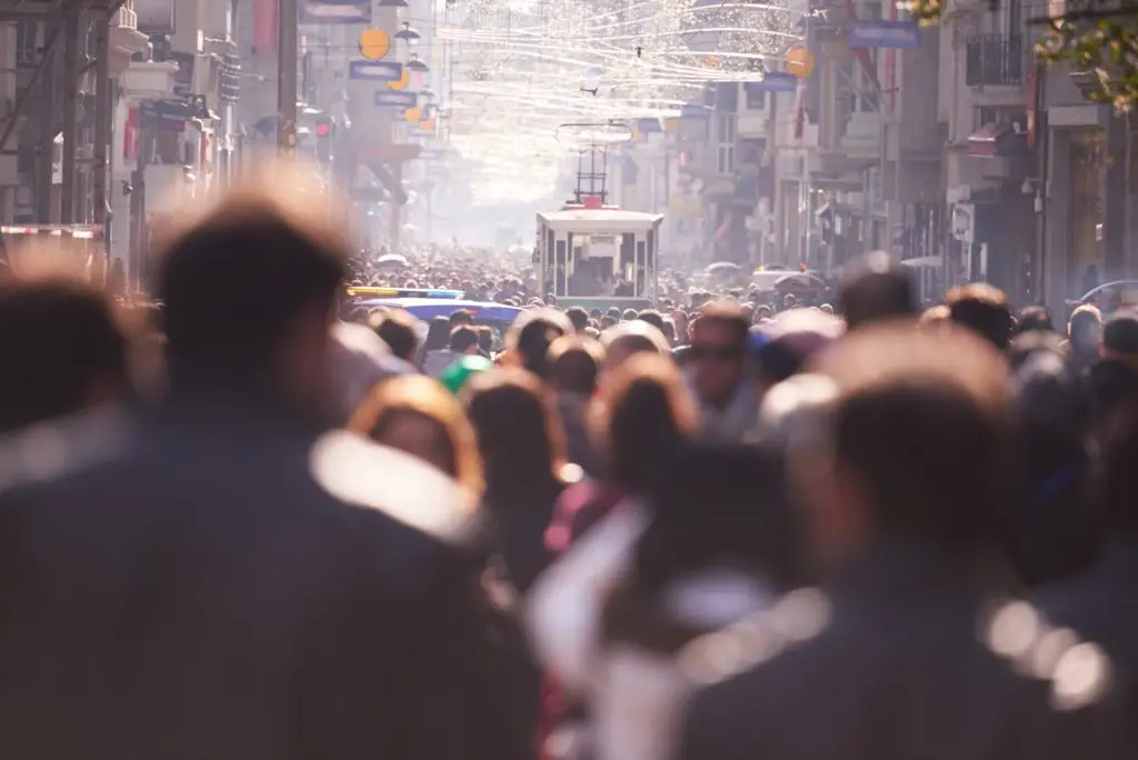 people crowd walking on street